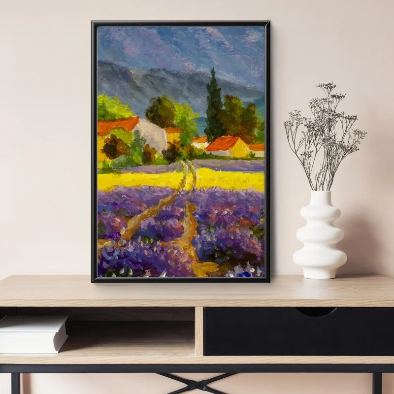 Poster lavender fields at sunset • Wallissimo®