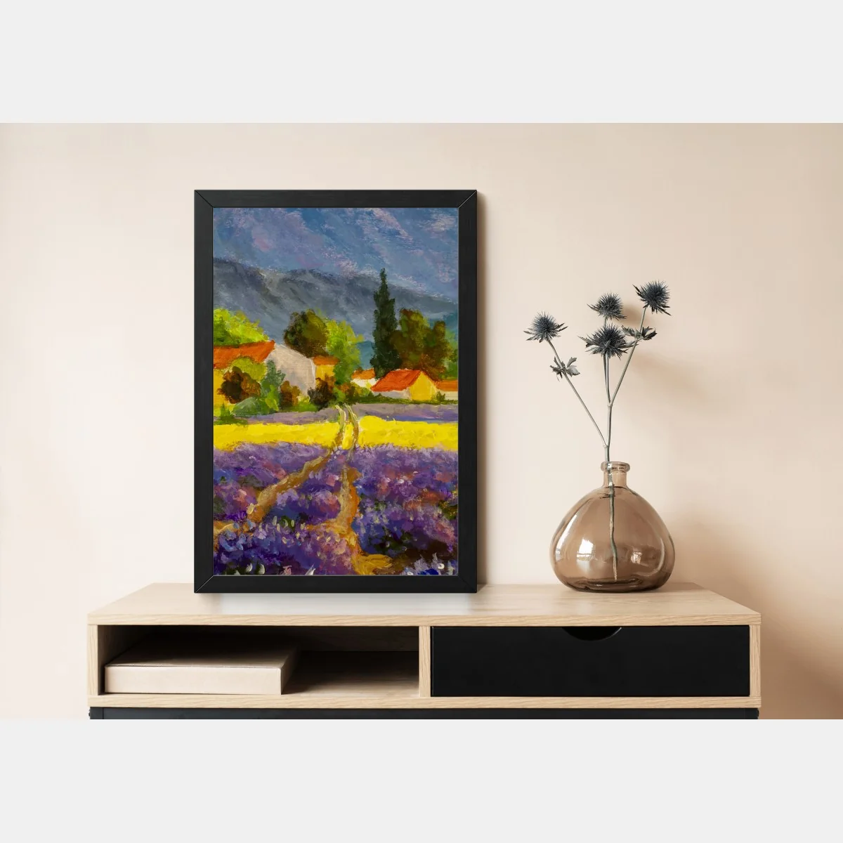 Poster lavender fields at sunset • Wallissimo®