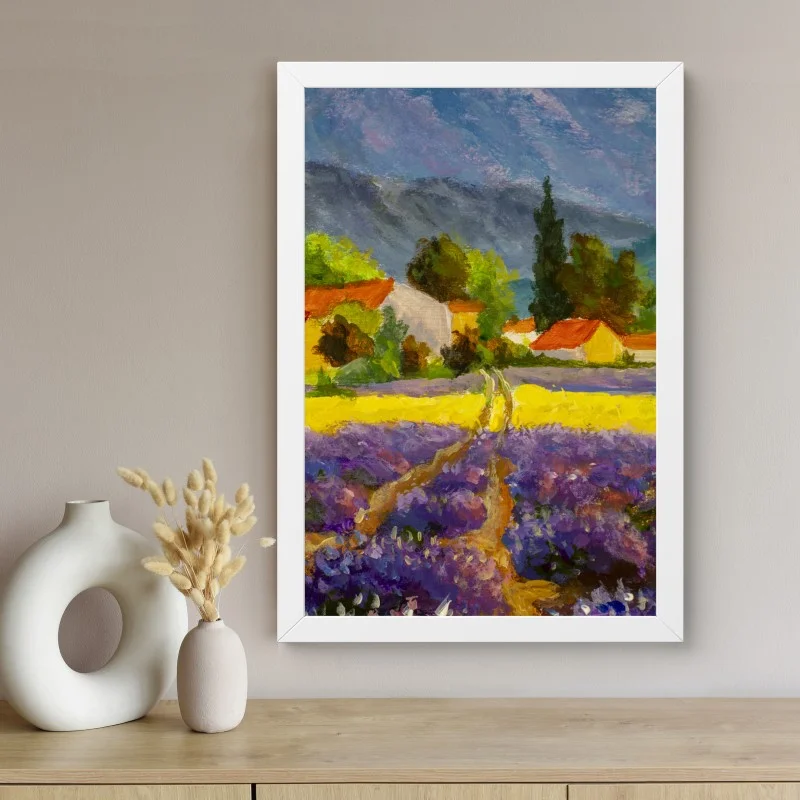 Poster lavender fields at sunset • Wallissimo®