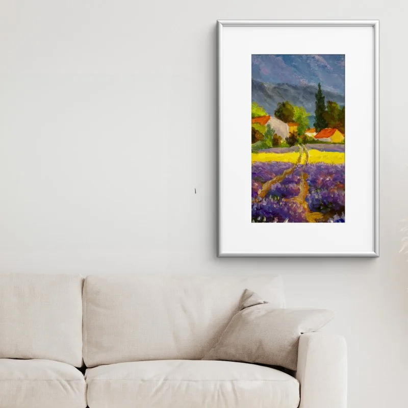 Poster lavender fields at sunset • Wallissimo®