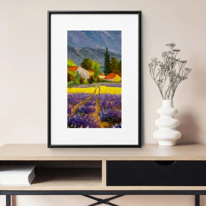 Poster lavender fields at sunset • Wallissimo®
