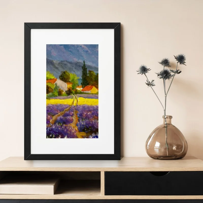 Poster lavender fields at sunset • Wallissimo®