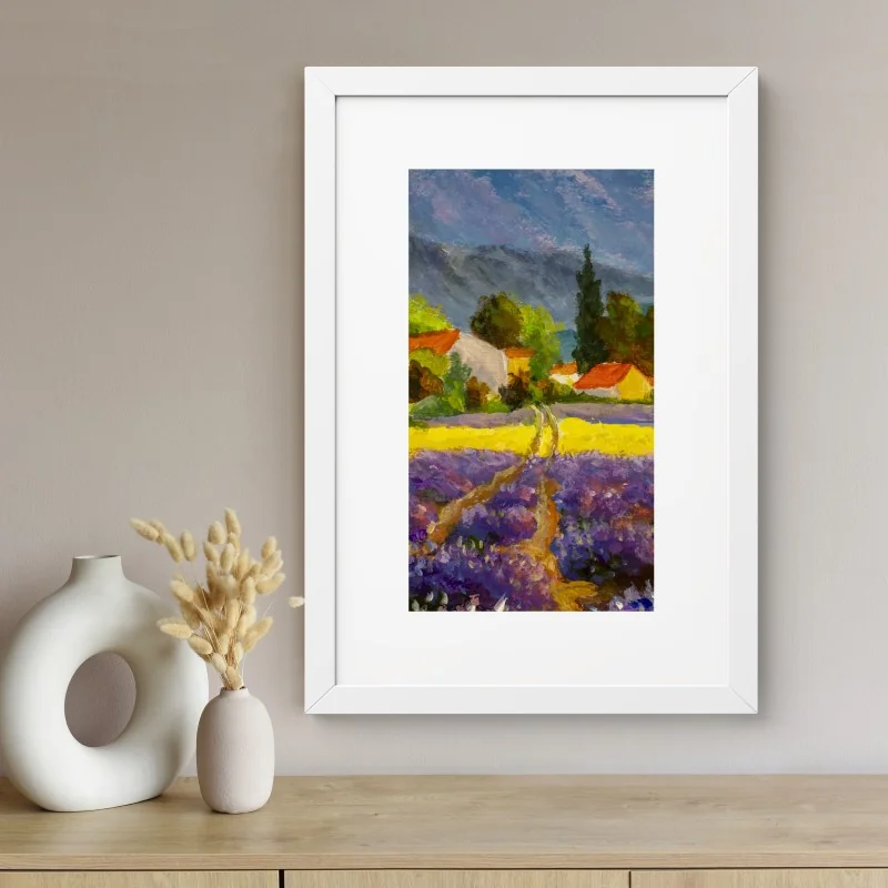 Poster lavender fields at sunset • Wallissimo®